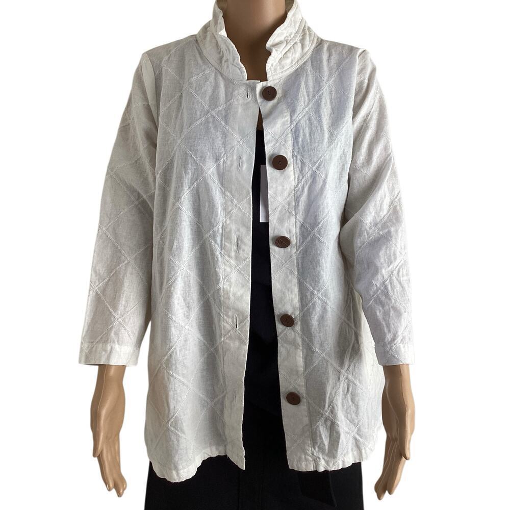 Soft Surroundings button-down Brinley shirt cotton linen blend women’s M